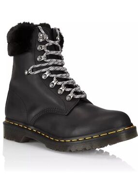Dr. Martens 1460 Serena Collar Streeter Milo Fur Lined Boots Black US 7 UK 5 NIB